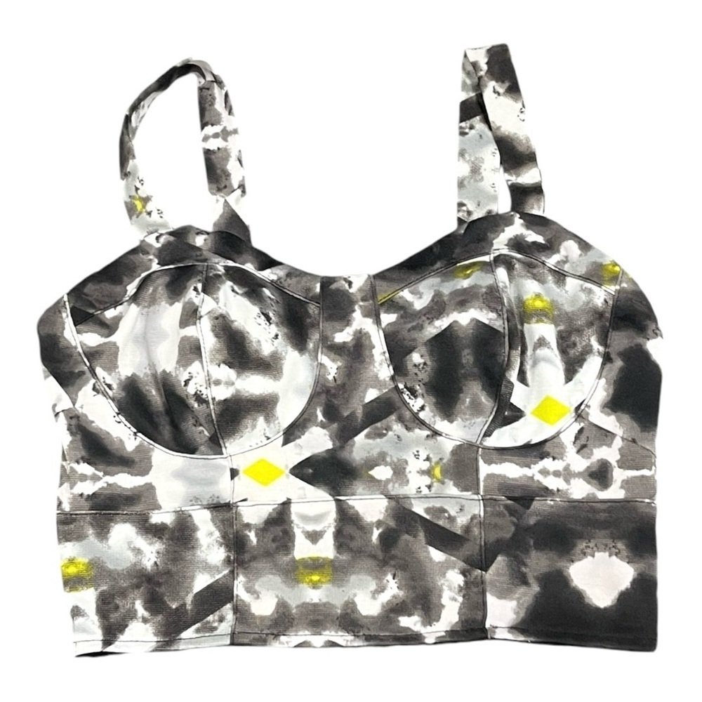 Bustier tie dye gray white black yellow exposed zip back size XS